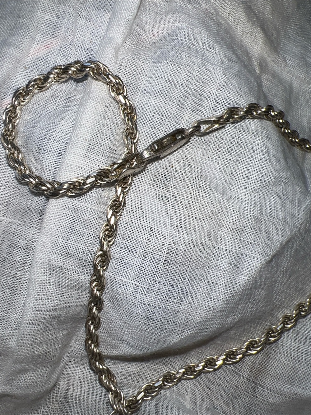 Vintage Sterling Silver rope chain necklace